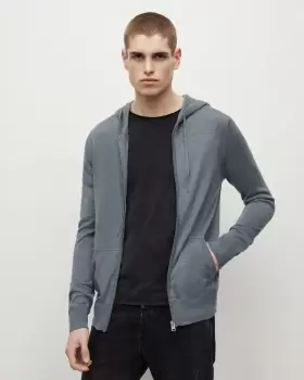 Image of AllSaints Mode Merino Zip Up Ramskull Hoodie