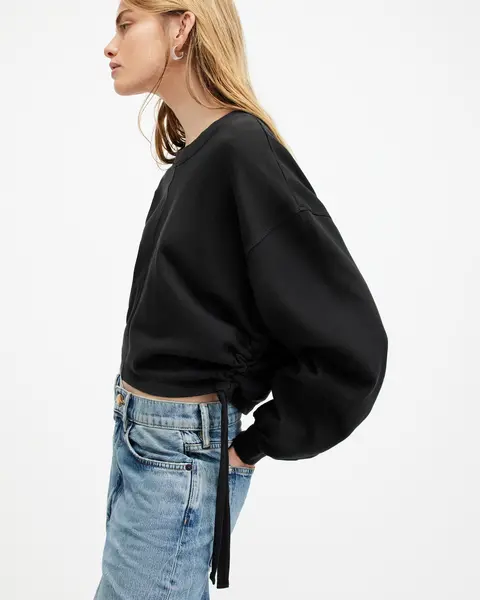 Image of AllSaints Mira Drawcord Relaxed Fit Sweatshirt