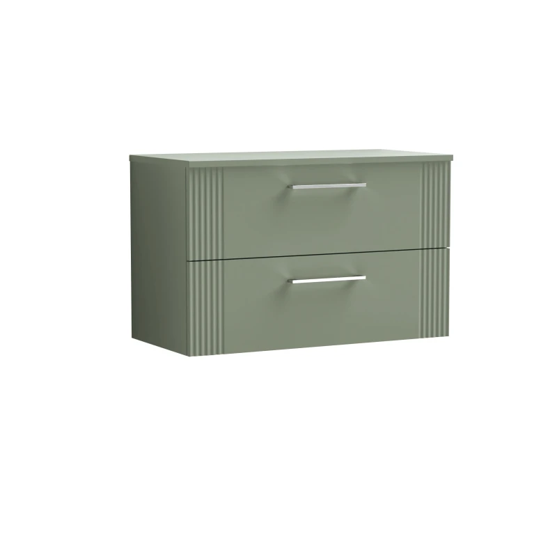 Image of Balterley 2 Drawer Wall Hung Vanity Colour Match Worktop Green 800mm Green