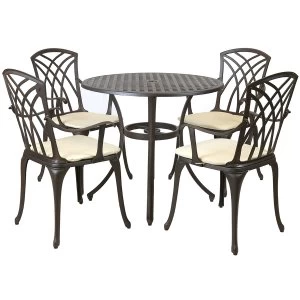 Image of Charles Bentley 5 Piece Metal Stamford Patio Set With Cushions