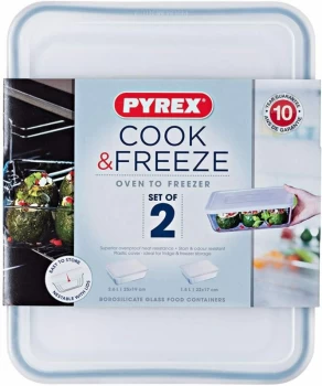 Image of Pyrex Cook & Freeze Storage Set, 1.5L, 2.6L, 2pcs, Clear