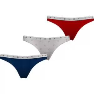 Image of Tommy Hilfiger 3 Pack Repeat Logo Waistband Thongs - Multi