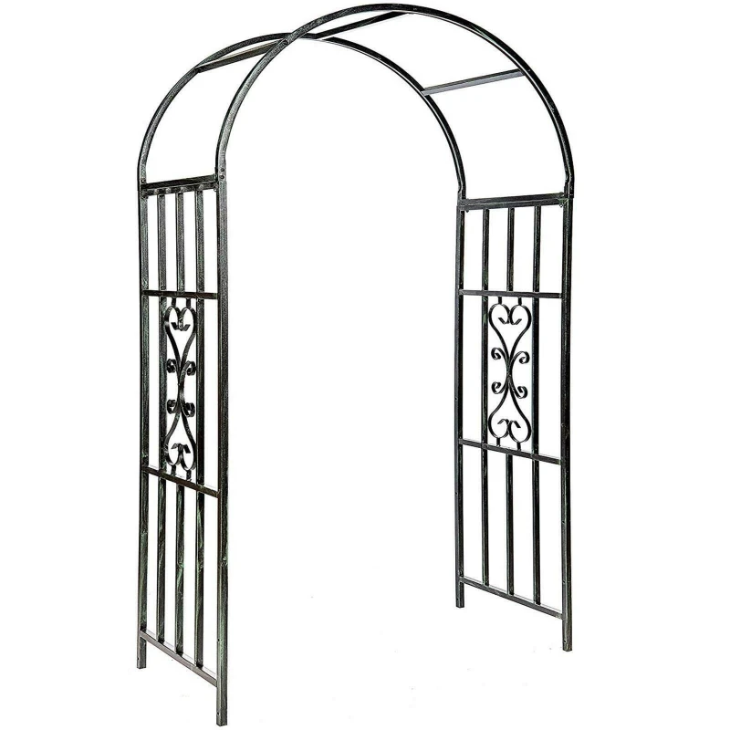 Image of Gr8 Garden Metal Garden Patio Wedding Rose Arch Black Climbing Plant Trellis Black Unisex