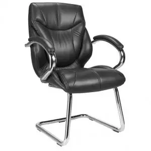 Image of Sandown C Chrome Cantilever Framed Leather Armchair Black 50415ET