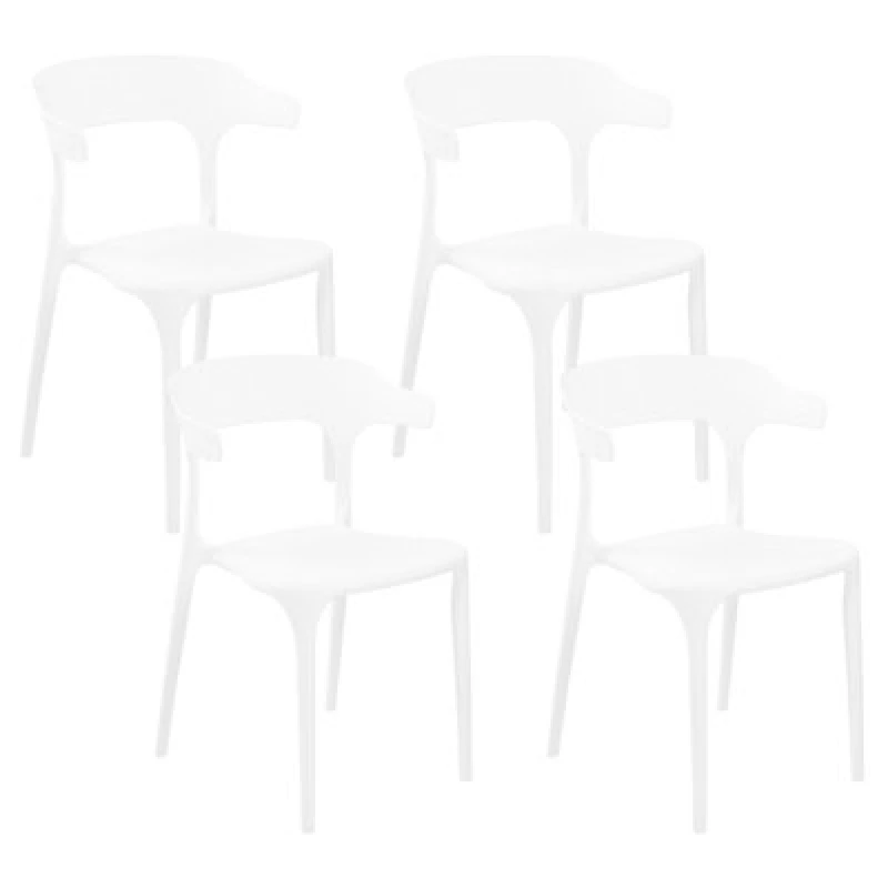 Image of Beliani Set Of 4 Garden Chairs Gubbio White