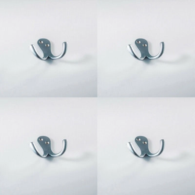 Image of Loops 4x Victorian One Piece Double Bathroom Robe Hook 26mm Projection Satin Chrome Multi