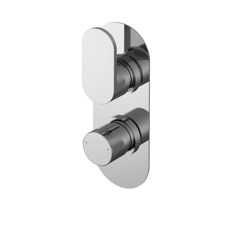 Image of Balterley Twin Concealed Thermostatic Shower Valve with Diverter 215mm Silver