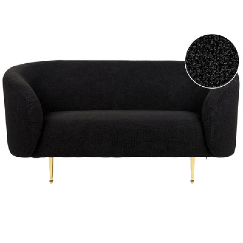 Image of Beliani Sofa 2 Seater Loen Boucle Black