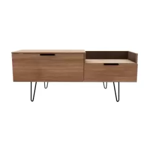 Image of Hirato Ready Assembled TV Unit Carini Walnut With Black Metal Legs
