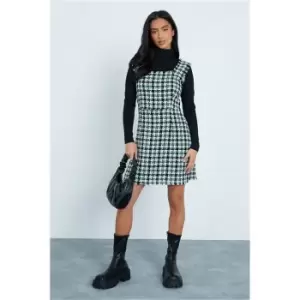 Image of I Saw It First Green Petite Tweed Check Pinafore Dress - Green