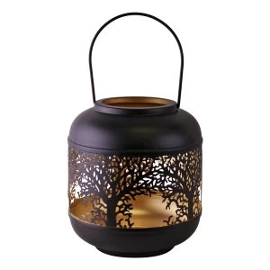 Image of Tree Of Life Cutout Design Black Candle Lantern