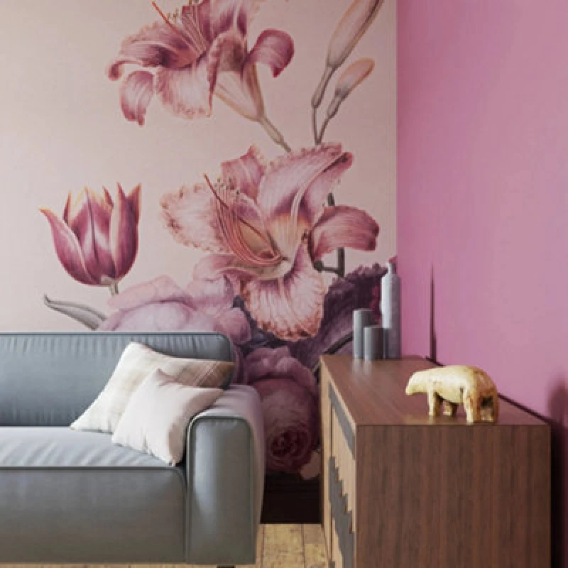 Image of Art For The Home Antique Floral Soft Blush Fixed Size Mural Wall Murals One Size Pink 71816706000