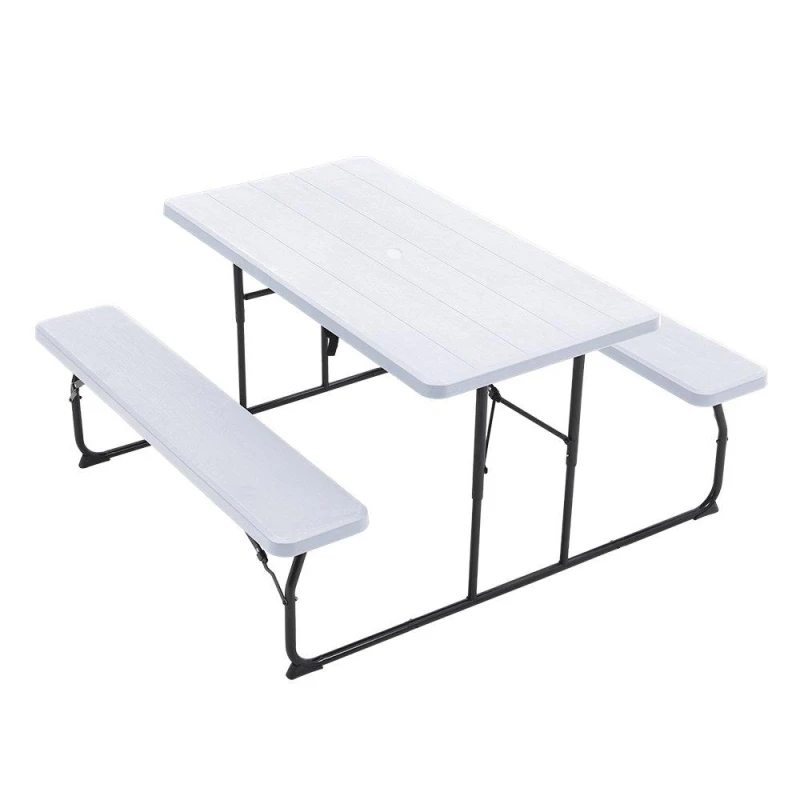 Image of Breeins 74x180x160cm Foldable Picnic Table and Bench Set White unisex One size