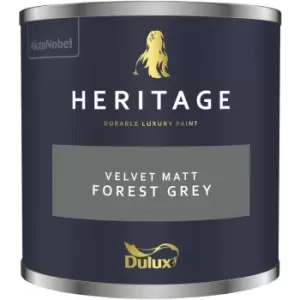 Image of Dulux Heritage Velvet Matt Forest Grey Matt Emulsion Paint 125ml