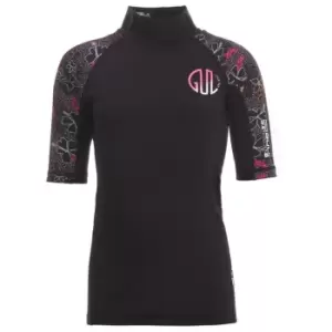 Image of Gul Short Sleeve Girl's Rash Vest - Black