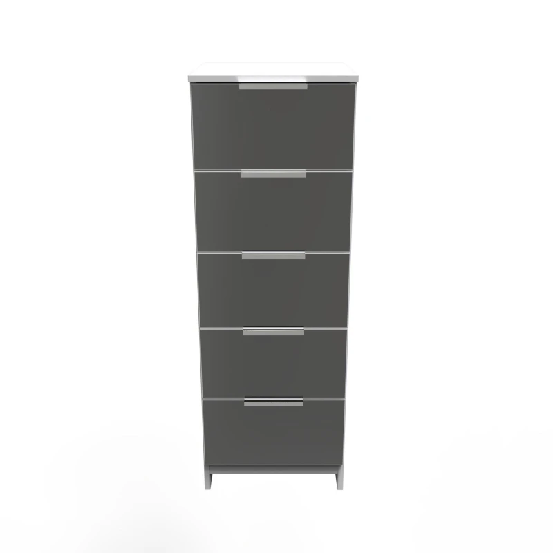 Image of Poole 5 Drawer Tallboy In Black & White (Ready Assembled)