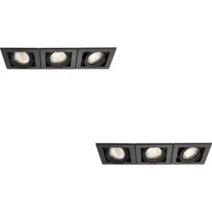 Image of 2 PACK Triple Recessed Boxed Downlight - 3 x 50W GU10 Reflector - Matt Black