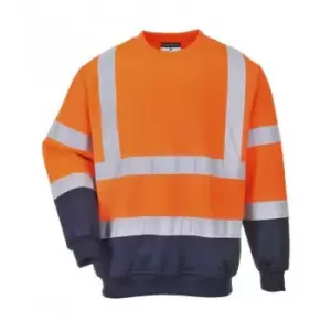 Image of Portwest Mens Hi-Vis Two Tone Sweatshirt (S) (Orange/Navy)