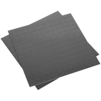 Image of Sealey Coin Vinyl Floor Tile Peel and Stick Backing Silver Pack of 16