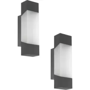 Image of 2 PACK IP44 Outdoor Wall Light Anthracite Porch Accent Lamp 4.8W Built in LED