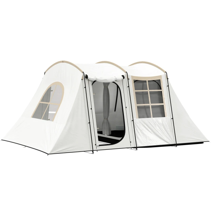 Image of Outsunny Outsunny 3-4 Man Tunnel Tent with Sewn in Floor, 3000mm Waterproof - Khaki