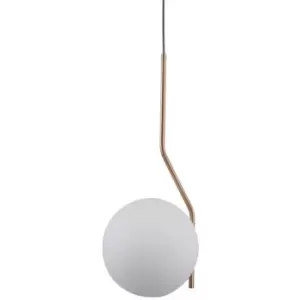 Image of Italux Lighting - Italux Carimi - Modern Hanging Pendant Honey Brass 1 Light with White Shade, E27