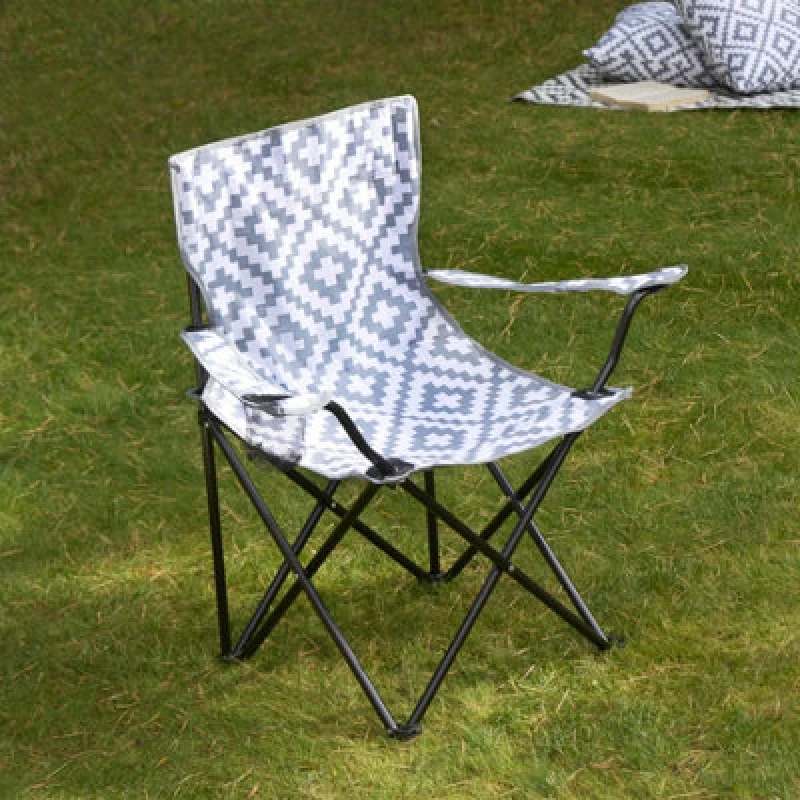 Image of OHS OHS Outdoor Camping Chair Geo Folding Portable Picnic Garden Seat, Adults in Light Grey Light Grey One Size Unisex 5027434209484