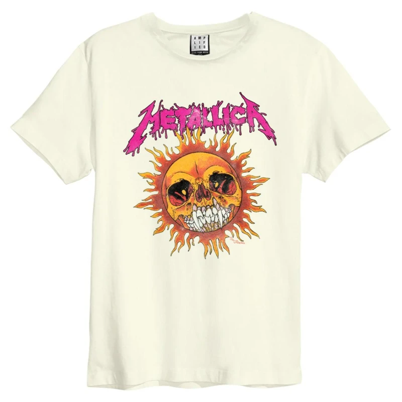 Image of Amplified Amplified Men Neon Sun Metallica T-Shirt in White Size: Small White S Male 5063527284068
