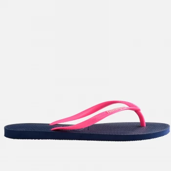 Image of Havaianas Womens Slim Logo Flip Flops - Marine - UK 5