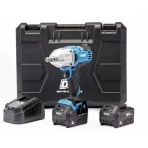 Image of Draper D20 20V Brushless Mid-Torque Impact Wrench, 1/2", 2 x 3.0Ah Batteries, 1 x Charger, 400Nm