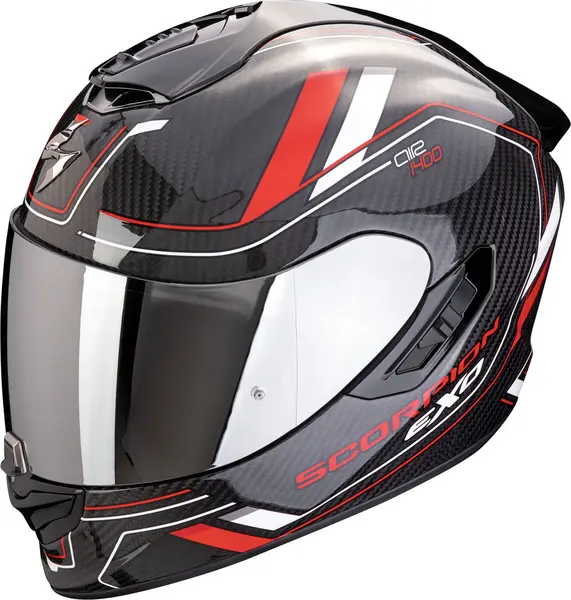 Image of Scorpion EXO-1400 Evo II Carbon Air Mirage Black Red White Full Face Helmet 2XL