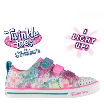 Image of Skechers Twinkle Toes Rainbow Cutie Child Girls Trainers - Pink/Multi