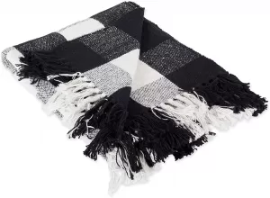 Image of Black and White Check Throw