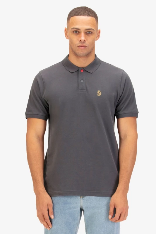 Image of Luke 1977 Mens New Mead Polo in Charcoal Size: Large Charcoal Male L