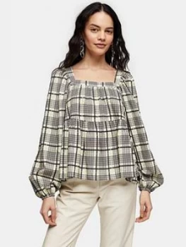 Image of Topshop Check Smock Top - Green