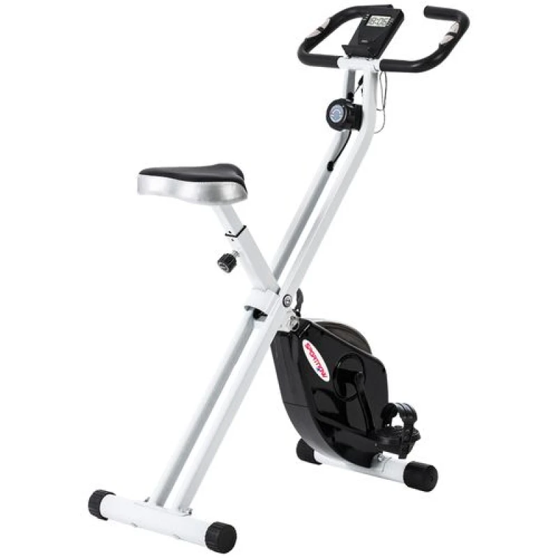 Image of SPORTNOW Folding Exercise Bike with Heart-Rate Sensor for Home Use - Pink/White - Black and White TJ Hughes 5056725595357