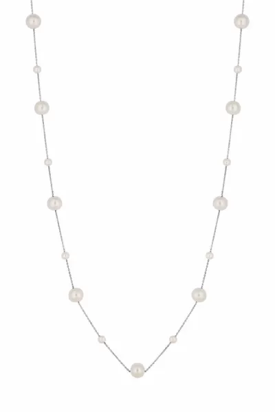 Image of Silver Plated Cream Pearl Adjustable Necklace