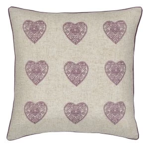 Image of Catherine Lansfield Vintage Hearts Cushion - Heather