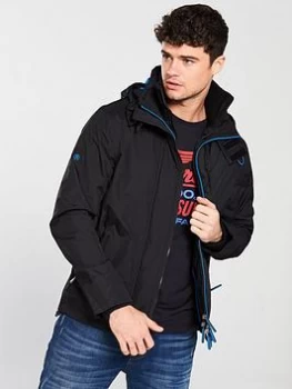 Image of Superdry Zip Front Windcheater Jacket - Black/Super Denby Nb, Size S, Men