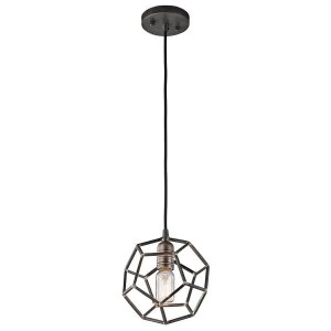 Image of 1 Light Mini Spherical Ceiling Pendant Light Steel, E27