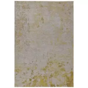 Image of Dara Abstract Modern Kitchen Garden Flatweave Outdoor Indoor Ochre Rug Floor Mat X-Large 200 x 290cm (6'7"x9'6")
