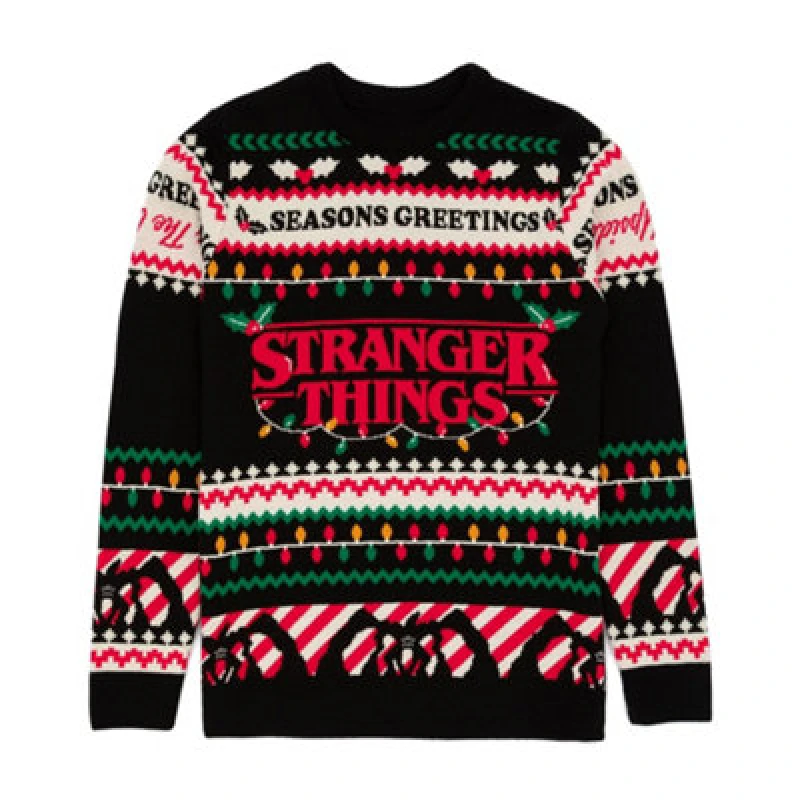 Image of Stranger Things Stranger Things Christmas Jumper in Black Size: 2X-large Black XXL Unisex 5060977373885
