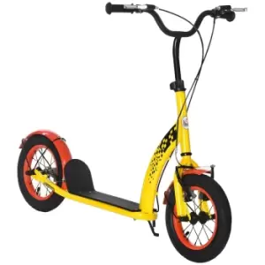 Image of Homcom Kids Kick Scooter Adjustable Height 12" Inflatable Wheels - Yellow