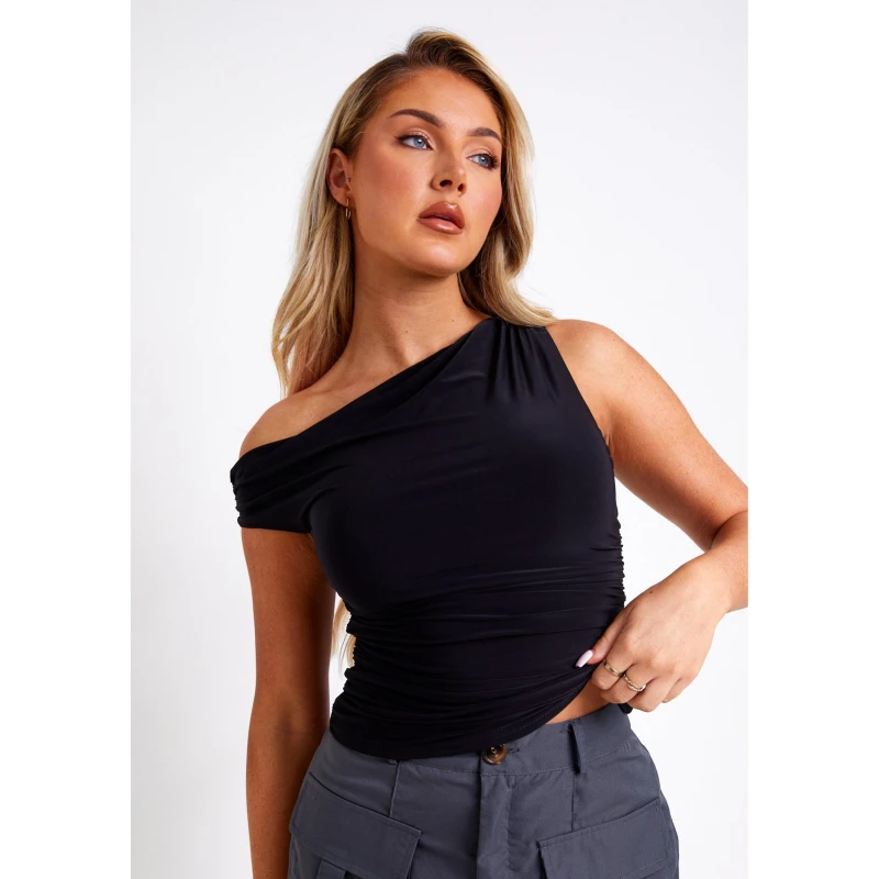 Image of Missy Empire Super Soft Off The Shoulder Top - Black 8