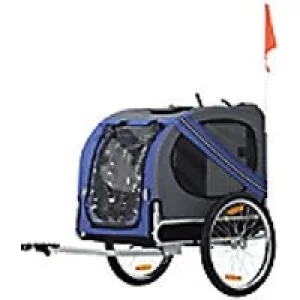 Image of PawHut Pet Bike Trailer Blue, Grey 730 mm x 1300 mm x 900 mm