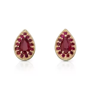 Image of JG Signature 9ct Gold Ruby Pear Shaped Stud Earrings