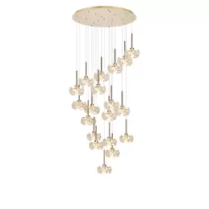 Image of Salisbury 19 Light G9 3.5m Round Multiple Ceiling Pendant With French Gold And Crystal Shade