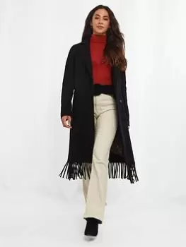 Image of Joe Browns Fabulous Fringed Hem Coat -black, Black, Size 6, Women