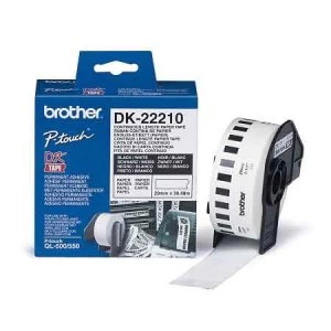 Image of Brother DK22210 Original Continuous Paper Tape 29mm x 30.48m Black on White