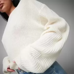 Image of Missguided Slouchy Crew Neck Jumper - Cream